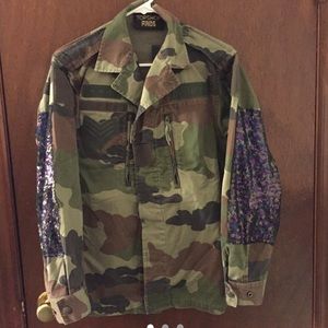 Topshop Camouflage Sequin Elbow Military Jacket